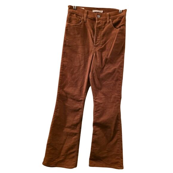 Levis Ribcage Flare Corduroy Jeans Womens 27 Mahogany Rust Red High Rise - Picture 1 of 13